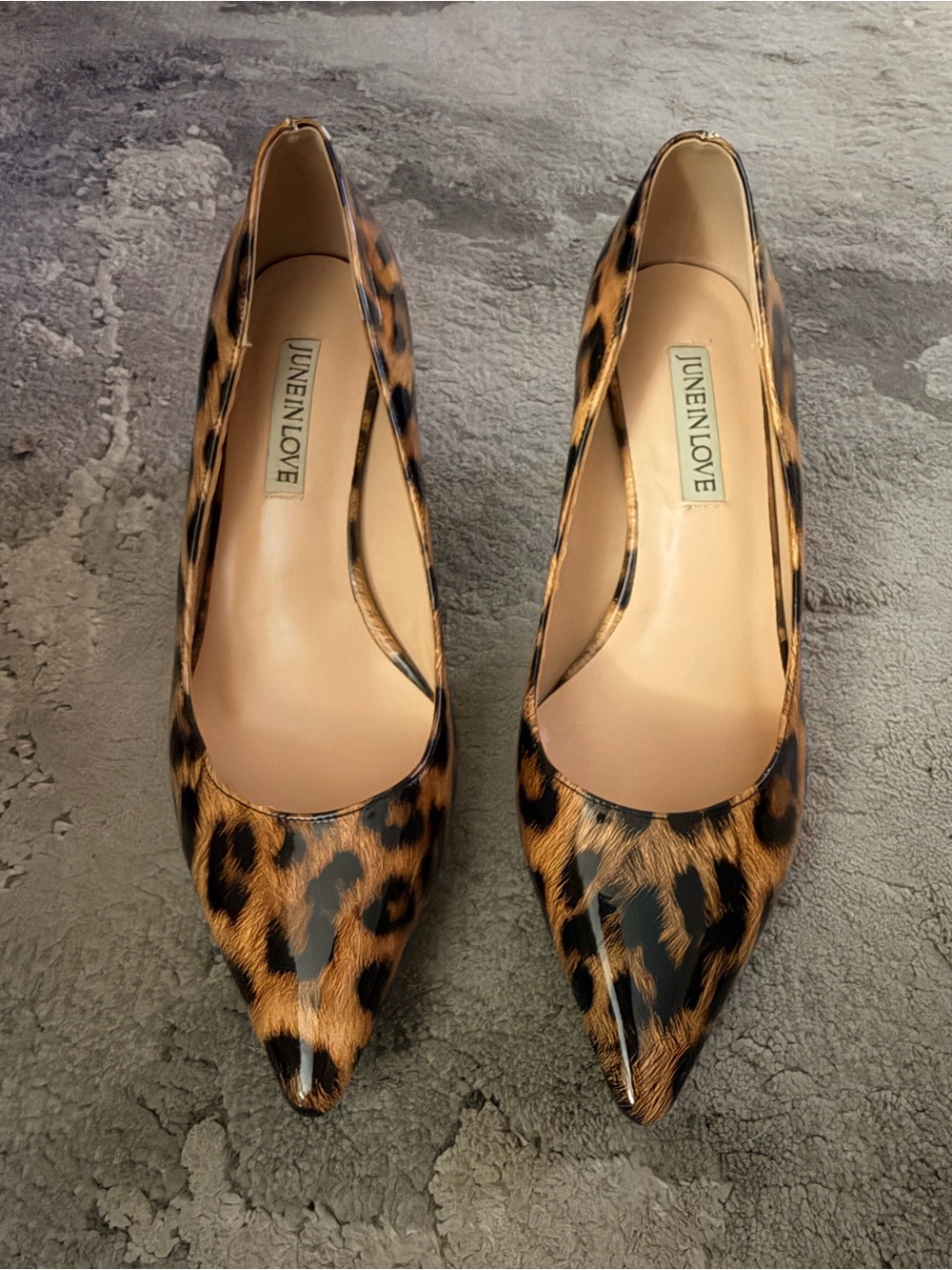 Leopard Print Pointed Toe Pumps - Brown/Black